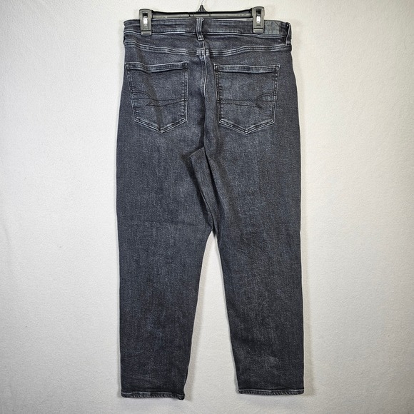 American Eagle Strigid Mom Jeans Size 12 Short Black Wash High Rise Relaxed - Picture 2 of 7